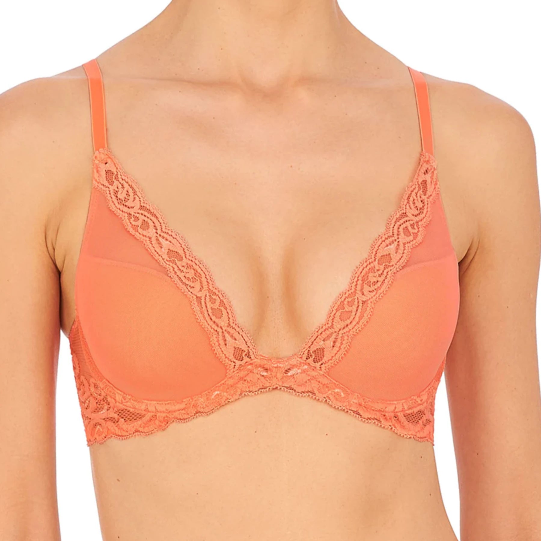 lace bras for a romantic lookFeathers Contour Plunge Bra 730023 - Cantaloupe