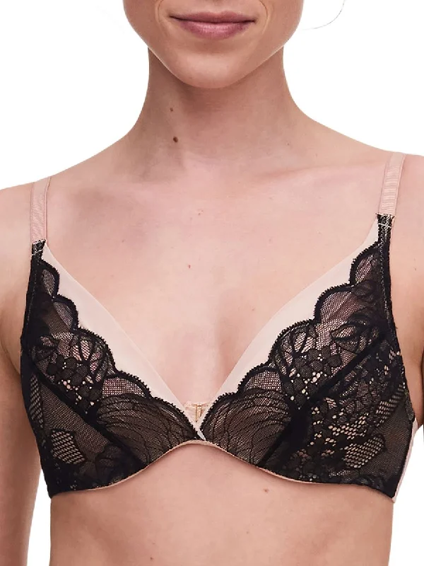 plunge bras for low cut topsMidnight Flowers Plunge T-Shirt Bra - Black
