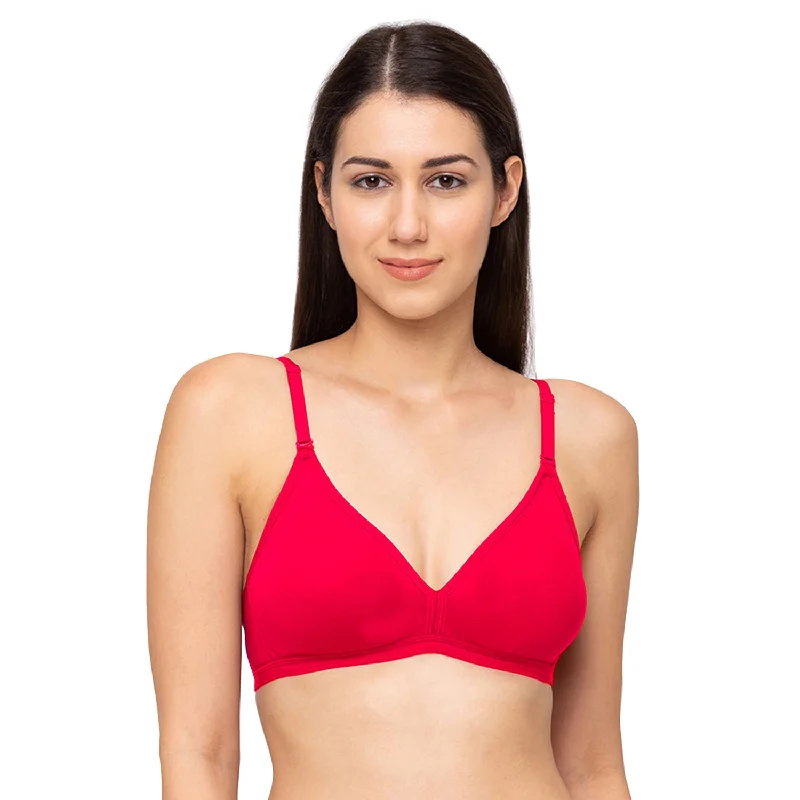 sexy lace push up bras for special occasions1029-Cotton Basics Plain Non Padded Non Wired Bra Red