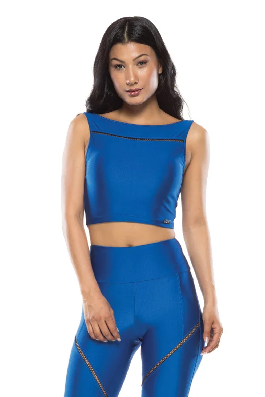 plunge push up bras for a bold lookCropped Elastic New Bra - Metalic Blue
