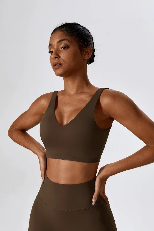 plunge wireless bras for a natural lookHaven Minimalistic Sports Bra - Brown