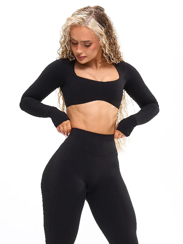 wireless bras for a natural feelLong Sleeve Curve Crop - Onyx Black