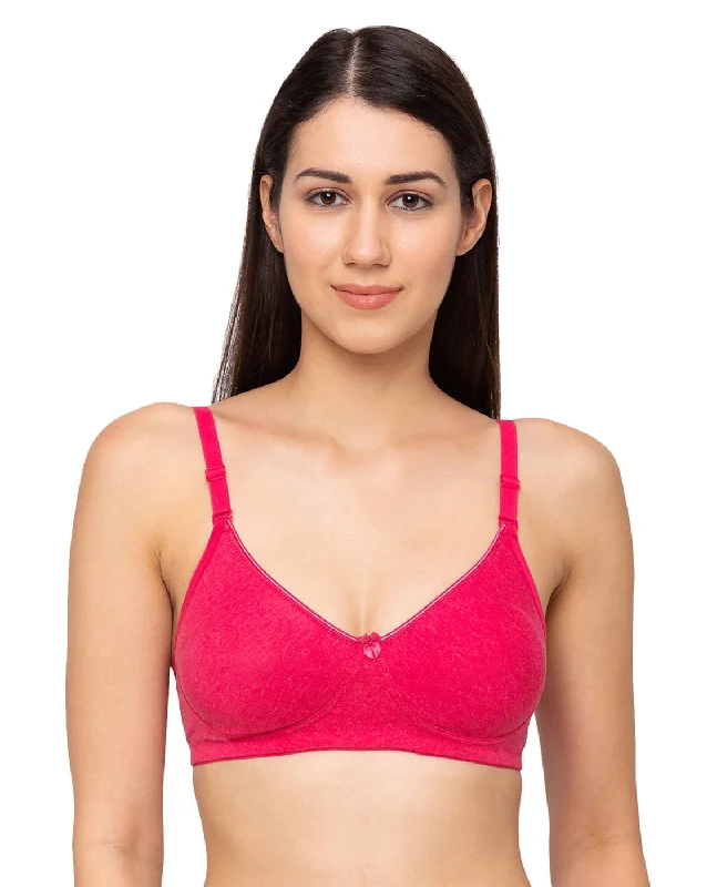 strapless lace bras for formal eventsSimran-Non Padded Non Wired Cotton Solid Bra  Melange Pink