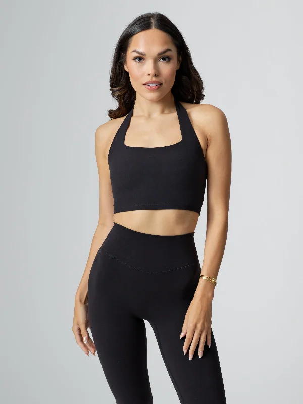 bralette bras for a trendy and comfortable styleRevolution Halter Crop - Onyx Black