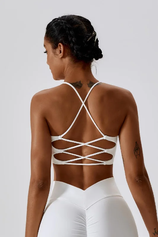 plunge bras for low cut topsSerenity Minimalistic Sports Bra - White