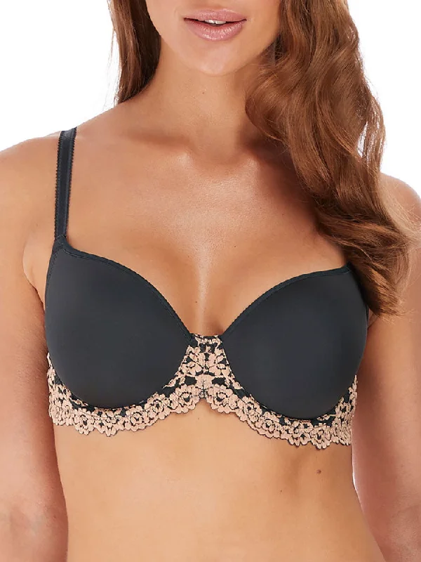 plunge wireless bras for a natural lookEmbrace Lace Contour Bra - Ebony/Shifting Sand