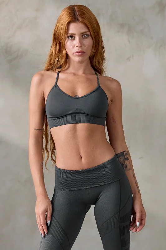 moisture wicking sports bras for sweaty workoutsV_COMPRESS SEAMLESS SPORTS BRA - Dark Gray